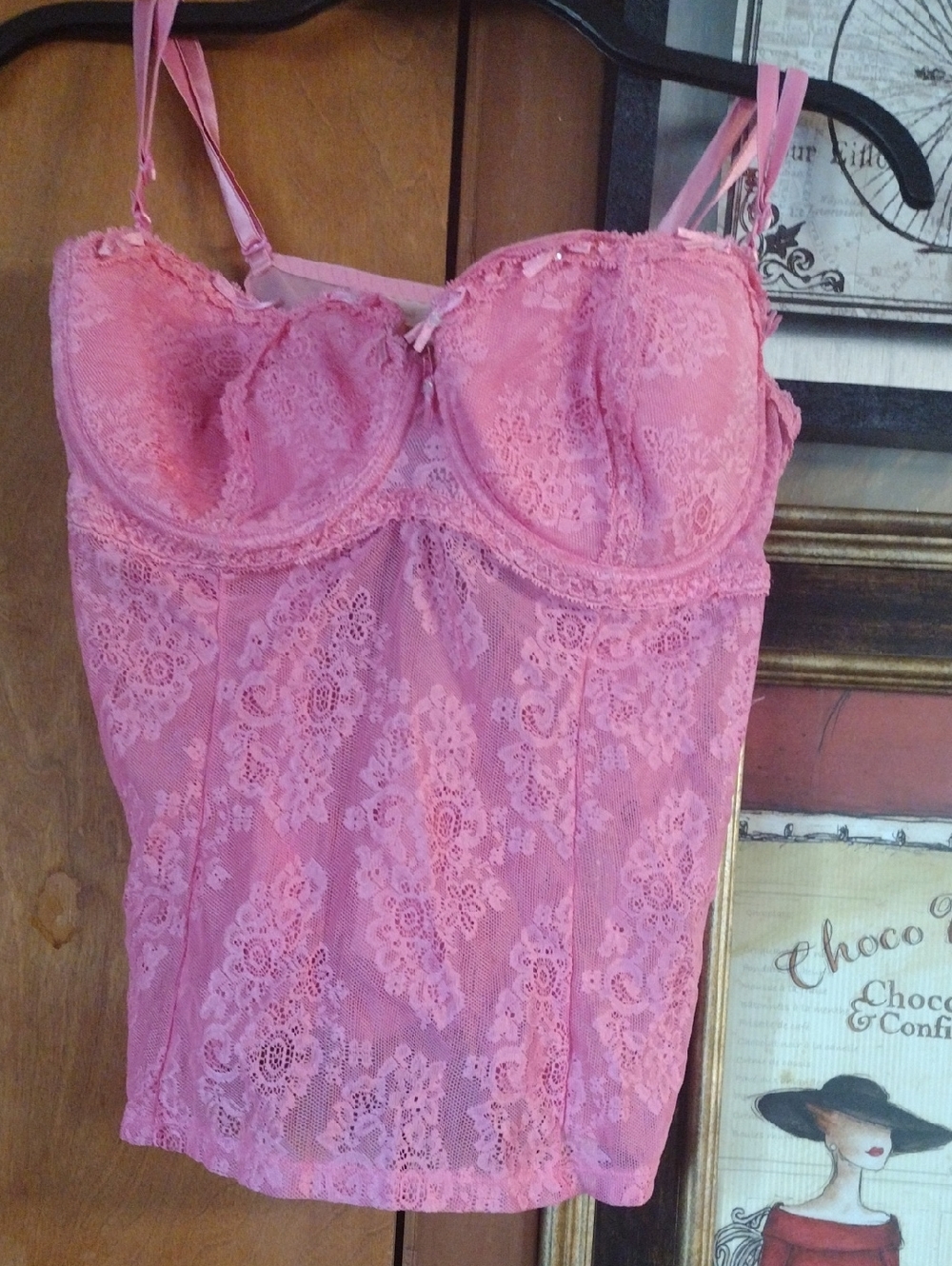 Pink Lace Bustier Top